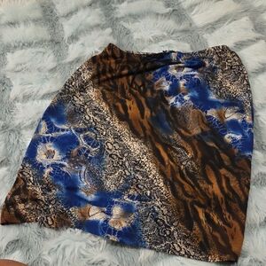 My Michelle A-Line Skirt with Blue and Brown Pattern